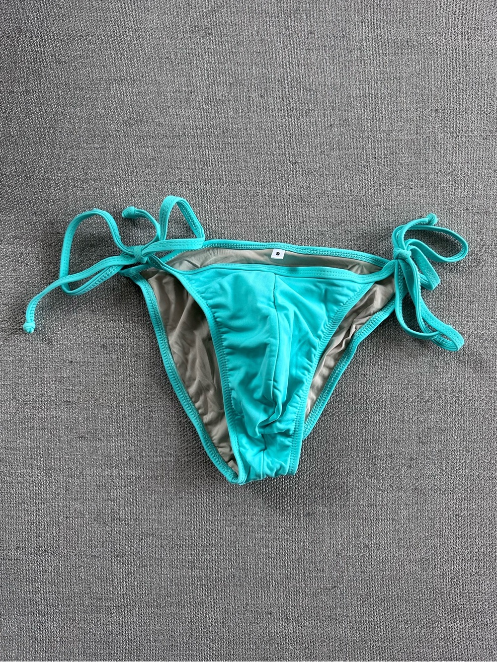 Men’s Tie Bikini Brief Swim Bottom in Turquoise Cyan Size Small Neon